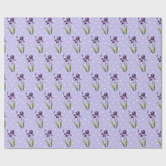 Papier Cadeau Iris violet en Pois (Plat)