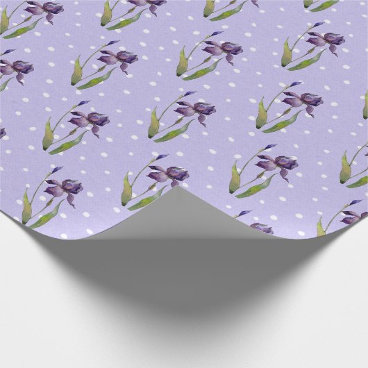 Papier Cadeau Iris violet en Pois (Coin)