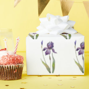 Papier Cadeau Iris violet sur blanc