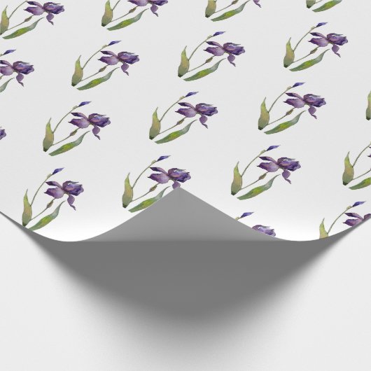 Papier Cadeau Iris violet sur blanc (Coin)