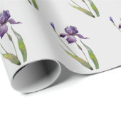 Papier Cadeau Iris violet sur papier d'enveloppement gris (Coin rond)