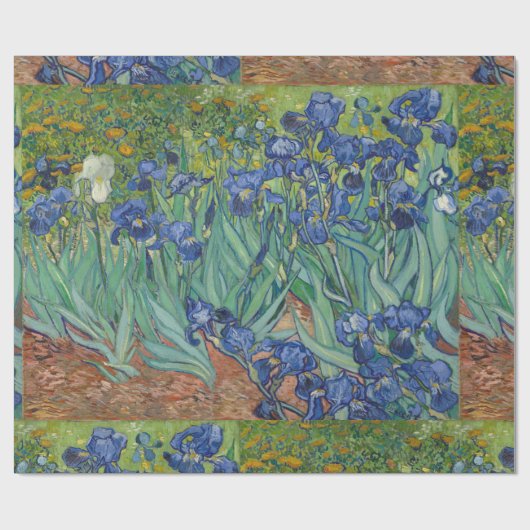 Papier Cadeau Irises Blue Green Jaune Van Gogh (Plat)