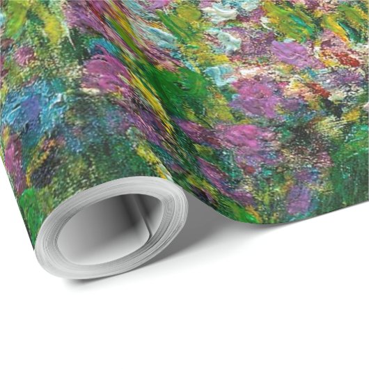 Papier Cadeau Irises Monet Garden Fleurs Giverny (Coin rond)