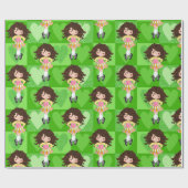 Papier Cadeau Irish Dance Green Coeur monochrome (Plat)