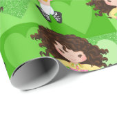 Papier Cadeau Irish Dance Green Coeur monochrome (Coin rond)