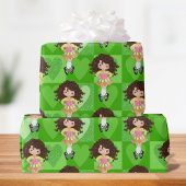 Papier Cadeau Irish Dance Green Coeur monochrome