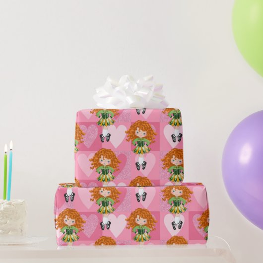 Papier Cadeau Irish Dance Rose Coeur monochrome (Cadeaux de fête)