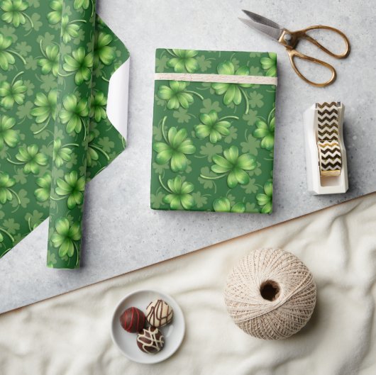 Papier Cadeau Irish Green Four Leaf Clover (Artisanat)