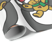 Papier Cadeau Irish Penguin Holding Christmas Teddy Bear (Coin rond)