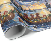 Papier Cadeau Irish Red Setter Christmas Boat Holiday (Coin rond)