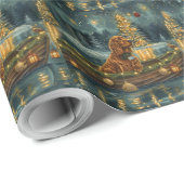 Papier Cadeau Irish Red Setter Christmas Festive Voyage (Coin rond)