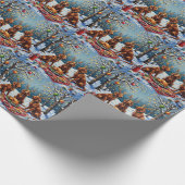 Papier Cadeau Irish Red Setter Christmas Forest Feast Holiday (Coin)