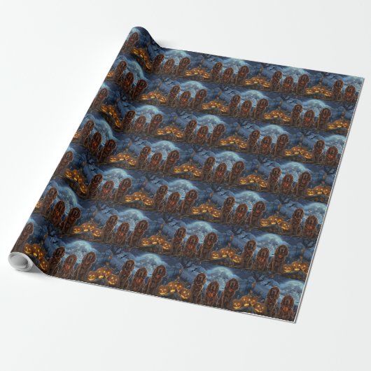 Papier Cadeau Irish Red Setter Halloween Épouvantable (Déroulé)