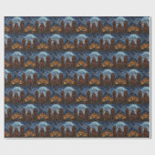 Papier Cadeau Irish Red Setter Halloween Épouvantable (Plat)