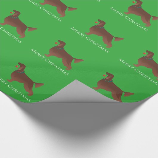 Papier Cadeau Irish Setter Chien Joyeux Noël Design (Coin)