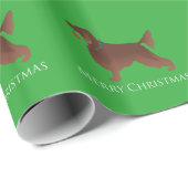 Papier Cadeau Irish Setter Chien Joyeux Noël Design (Coin rond)