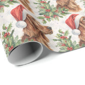 Papier Cadeau Irish Setter Christmas Holly Watercolor (Coin rond)