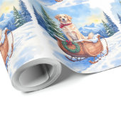 Papier Cadeau Irish Setter Enjoying Christmas Sleigh Ride Winter (Coin rond)