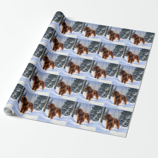 Papier Cadeau Irish Setter Let It Neige Christmas (Déroulé)