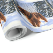 Papier Cadeau Irish Setter Let It Neige Christmas (Coin rond)