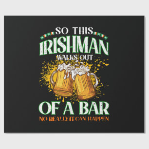 Papier Cadeau Irlandais buvant de la bière à la Saint-Patrick