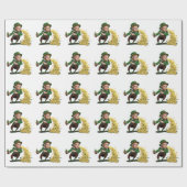 Papier Cadeau Irlandais Leprechaun Jetant Des Cookies Chanceux D (Plat)
