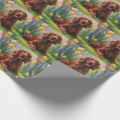 Papier Cadeau Irlandais Red Setter Chien Fleurs de printemps pei (Coin)