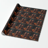 Papier Cadeau Irlandais Red Setter Chiot Automne Citrouille de p (Déroulé)