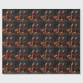 Papier Cadeau Irlandais Red Setter Chiot Automne Citrouille de p (Plat)