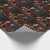 Papier Cadeau Irlandais Red Setter Chiot Automne Citrouille de p (Coin)