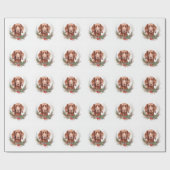 Papier Cadeau Irlandais Red Setter Festive Wreath Pup (Plat)