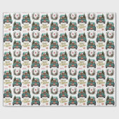 Papier Cadeau Irlandais Setter Chien Retro Camion Monogramme Noë (Plat)