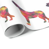 Papier Cadeau Irlandais Wolfhound Motif géométrique Silhouette M (Coin rond)