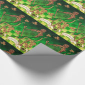 Papier Cadeau IRLANDE HARP, OR VERT SHAMROCK St Patrick's Day (Coin)