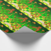 Papier Cadeau IRLANDE HARP, OR VERT SHAMROCK St Patrick's Day (Coin)