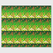 Papier Cadeau IRLANDE HARP, OR VERT SHAMROCK St Patrick's Day (Plat)