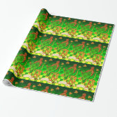 Papier Cadeau IRLANDE HARP, OR VERT SHAMROCK St Patrick's Day (Déroulé)