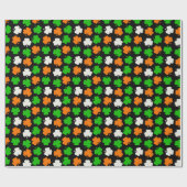 Papier Cadeau Irlande Papercut Shamrocks - Black Wrapper Paper (Plat)