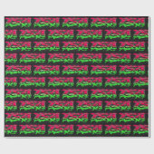 Papier Cadeau Isa prénom nom graffiti rouge vert (Plat)