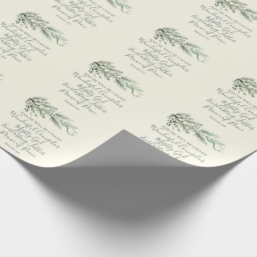 Papier Cadeau Isaïe 9:6 Un Enfant Est Né Pin Moderne Noël (Coin)