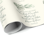 Papier Cadeau Isaïe 9:6 Un Enfant Est Né Pin Moderne Noël (Coin rond)