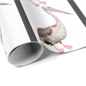 Papier Cadeau Isolé de la grande carte postale pélicane blanche (Coin rond)