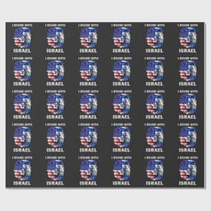 Papier Cadeau Israël et drapeau USA Lion _ Je suis avec Israël