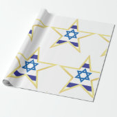 Papier Cadeau Israeli Flag Star of David Gold Trimmed (Déroulé)