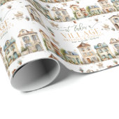 Papier Cadeau It Takes a Village Baby Shower Wrapping Paper (Coin rond)