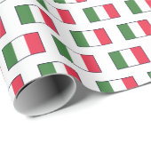 Papier Cadeau Italian Flags Repeat on White (Coin rond)