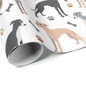 Papier Cadeau Italian Greyhound Dog Bones and Paws Wrapping Pape (Coin rond)