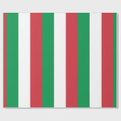 Papier Cadeau Italie Drapeau : Rouge Blanc Vert rayures (Plat)