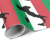 Papier Cadeau Italie Rouge Blanc Vert Rayures (Coin rond)