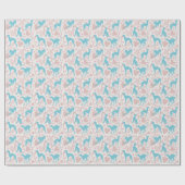 Papier Cadeau Italien Greyhound Hearts Paws Motif bleu mignon (Plat)